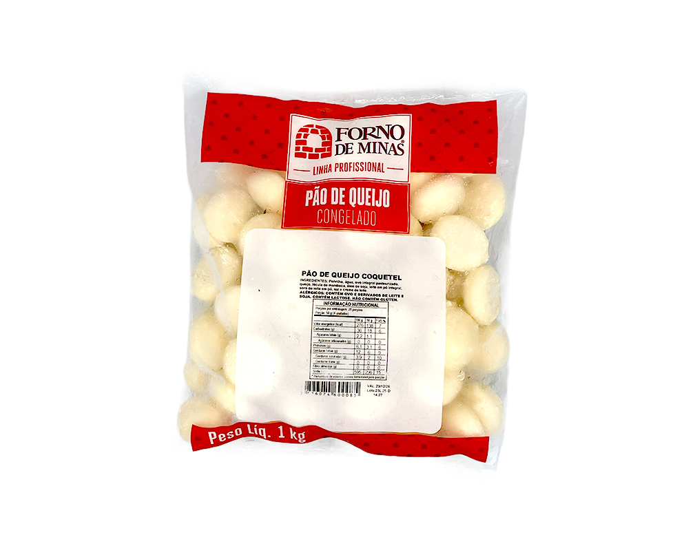 PÃO DE QUEIJO CONGELADO COQUETEL FORNO DE MINAS 1 KG (CX 10 PCT)